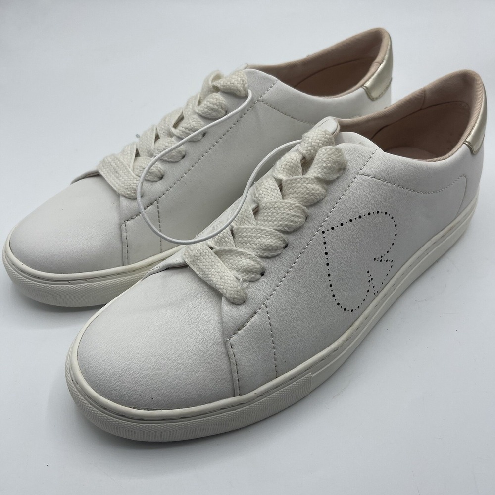 Kate Spade Angelise White Leather Sneakers Womens 10 B Lace Up Shoes Spade